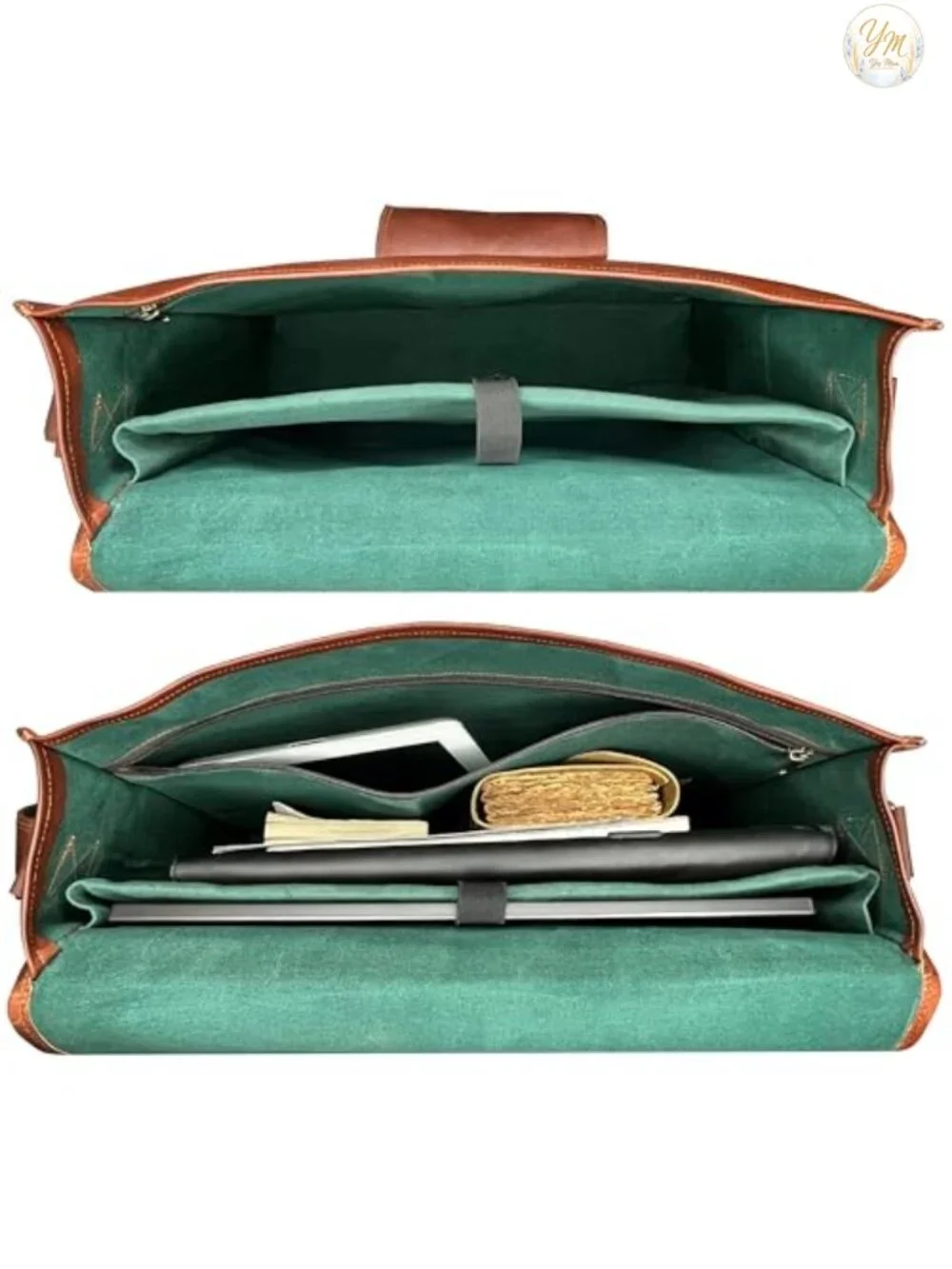 Full Grain Leather Messenger Bag for Men, Large 18